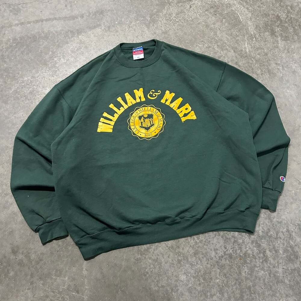 Vintage Champion College of William & Mary Green Crewneck Sweatshirt XXL